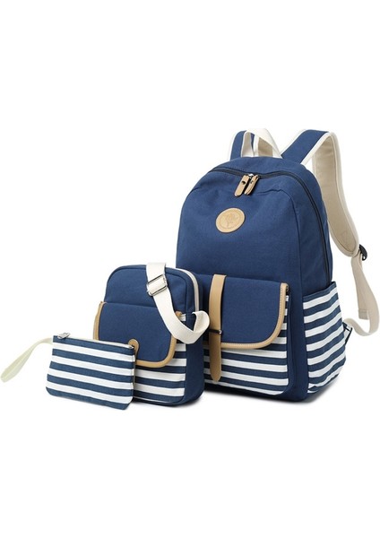 3 Parça Kanvas Sırt Çantası Mavi (Yurt Dışından) fiyatları