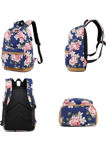 Çiçek Desenli Çanta Seti Mavi (Yurt Dışından) fiyatları