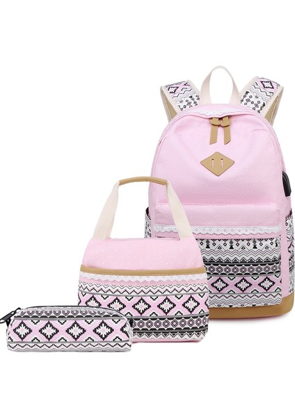 3 Parça Etnik Desenli Çanta Seti Pembe (Yurt Dışından) fiyatları