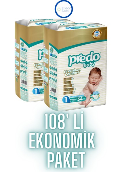 Premium Comfort Bebek Bezi 1 Numara (2-5kg) Newborn 108 Adet