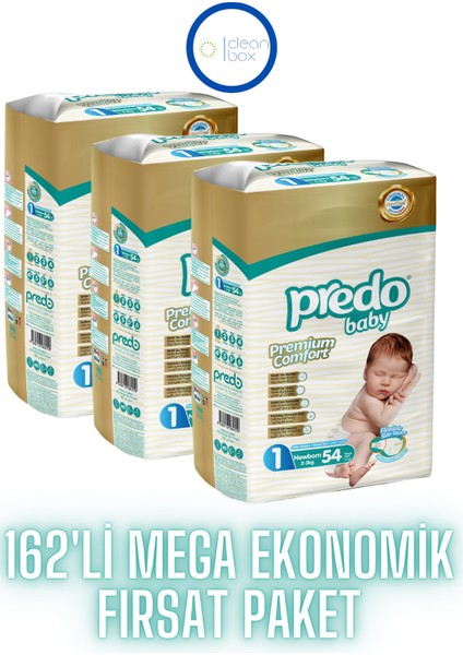 Premium Comfort Bebek Bezi 1 Numara (2-5kg) Newborn 162 Adet