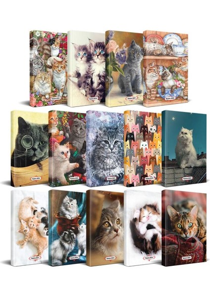 Kedi Temalı Süresiz Planlama Defter 13,5 x 21 cm 14'lü