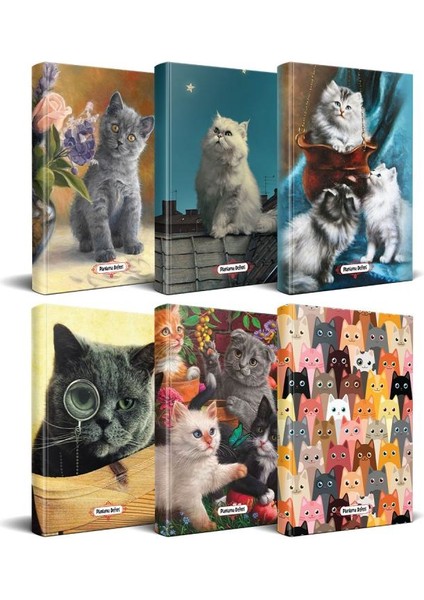Kedi Temalı Süresiz Planlama Defter Seti 13,5 x 21 cm 6'lı