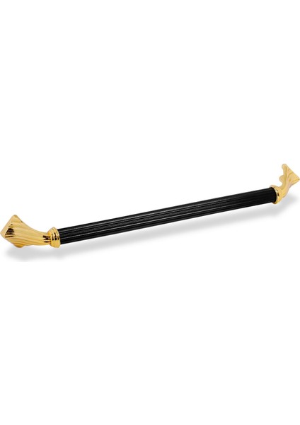 Konak Çekmece Dolap Kapak Kulpu Kulbu 224 mm Siyah-Altın Rustik Metal Kulp