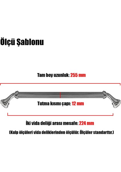 Konak Çekmece Dolap Kapak Kulpu Kulbu 224 mm Siyah-Altın Rustik Metal Kulp