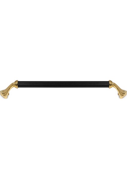 Konak Çekmece Dolap Kapak Kulpu Kulbu 224 mm Siyah-Altın Rustik Metal Kulp