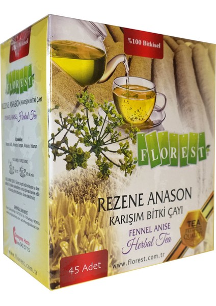 Rezene & Anason Karışım Bitki Çayı-Süzen Poşet 45 Adet