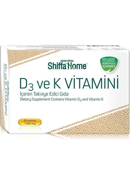 Shiffahome D3 ve K2 Vitamini 1300 Mg Softjel