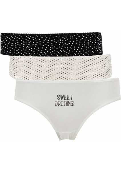 Desenli 3'lü Bikini Külot V2743Az21Au