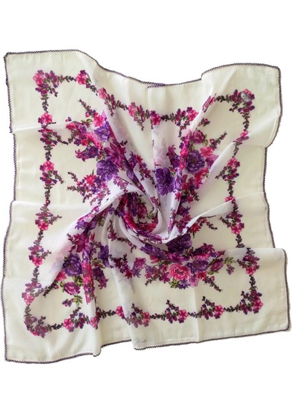 Yazma, Yemeni, Tülbent, 100X100CM, Kenarları Kroşetalı, Tamamen Pamuklu, Terletmez