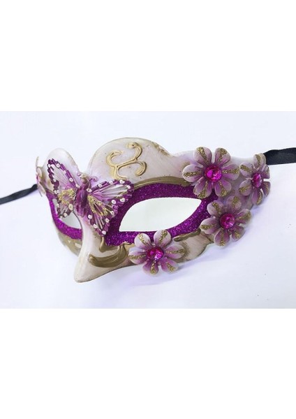 Kelebek Desenli Masquerade Parti Maskesi Mor Renk fiyatları