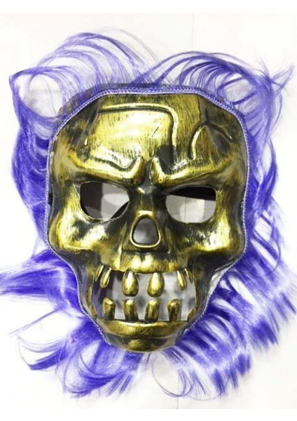 Mor Saçlı Plastik Kuru Kafa Maskesi