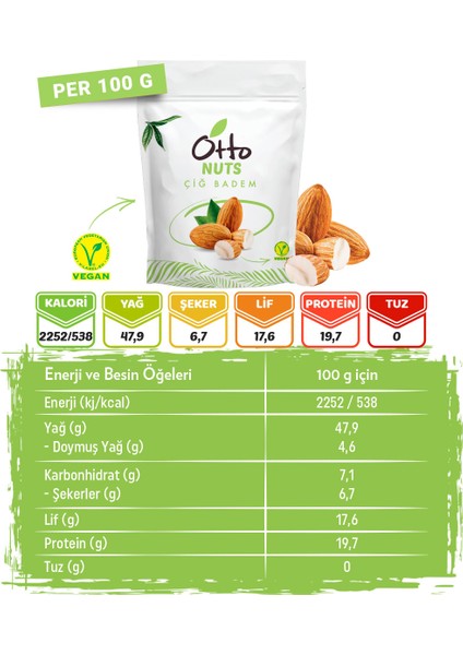 Nuts Vegan Çiğ Badem 150 g