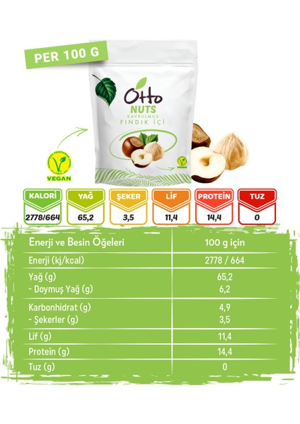 Nuts Vegan Kavrulmuş Fındık İçi 150 g