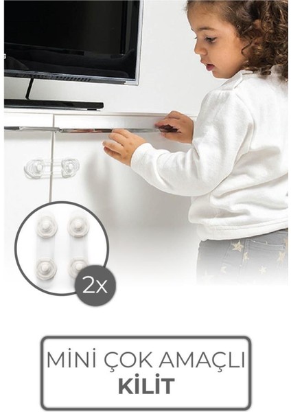4'lü Mini Kilit Bebek Çekmece Kilit Çocuk Kilidi Bebek Çocuk Güvenliği