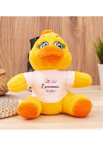 Kişiye Özel Çiçek Çerçeveli Isimli Peluş Civciv