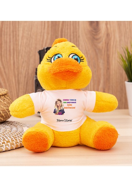 Kişiye Özel Işine Bakıcaksın Tasarım Esprili Peluş Civciv