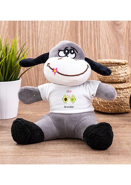 Kişiye Özel Sevimli Avokado Desenli Peluş Eşek