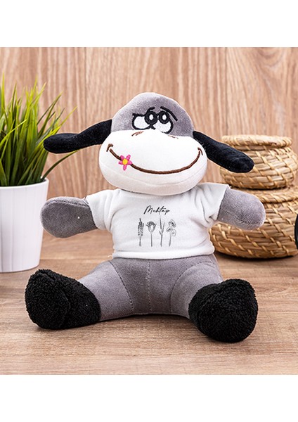 Kişiye Özel Karakalem Çizimli Çiçekler Peluş Eşek