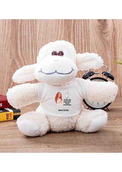 Kişiye Özel Az Önce Aşık Oldum Tasarım Esprili Peluş Koyun