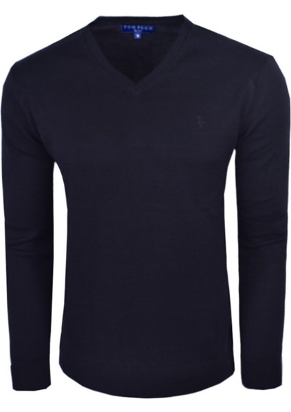 Erkek V Yaka Triko Kazak Füme Regular Fit Pamuklu, OT-KZK-20005