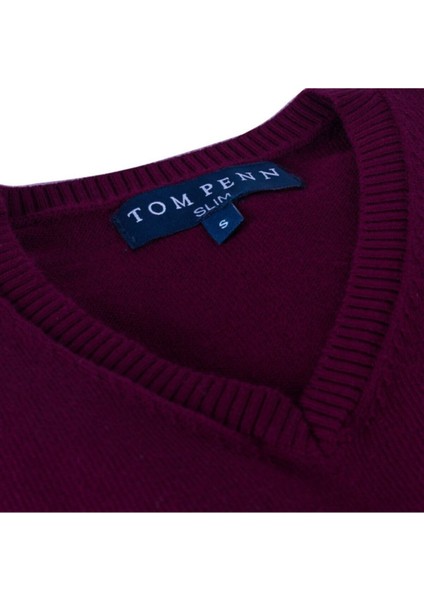 Regular Fit Bordo Erkek Pamuklu Düz Triko Kazak, OT-KZK-20011 fırsatları