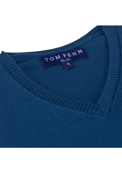 Erkek V Yaka Triko Kazak Mavi Regular Fit Pamuklu, OT-KZK-20003 fiyatları