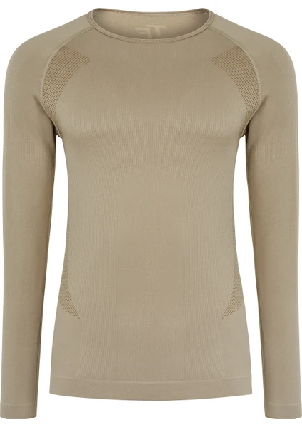 Erkek Seamless Termal Sweatshirt Kum