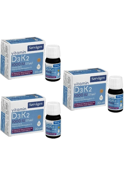 Vitamin D3K2 Damla 20 ml (1000 Iu)- 3 Adet