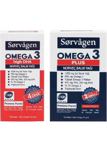 Omega 3 Epa Plus 1200 Mg + Sorvagen Omega3 High Dha Norveç Balık Yağı