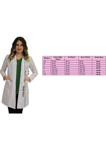 Safa Forma Gömlek Yaka Kadın Diz Üstü Boy - Uzun Kol Doktor Önlüğü , Öğretmen , Laboratuvar , Hastane Forması , Beyaz Önlük