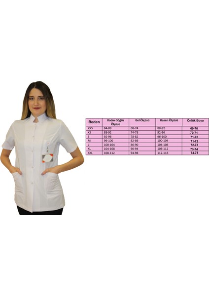 Hakim Yaka Kadın Ceket Boy - Kısa Kol Doktor Önlüğü , Öğretmen , Laboratuvar , Hastane Forması , Beyaz Önlük modelleri