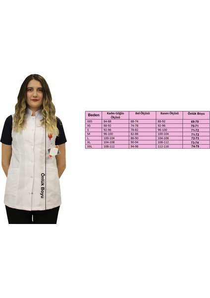 Hakim Yaka Kadın Ceket Boy - Kolsuz Doktor Önlüğü , Öğretmen Laboratuvar , Hastane Beyaz Önlük modelleri