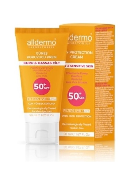 Spf 50+ Kuru Hassas Cilt Krem 50 ml