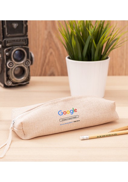 Kişiye Özel Google Tasarım Esprili Keten Bez Kalemlik
