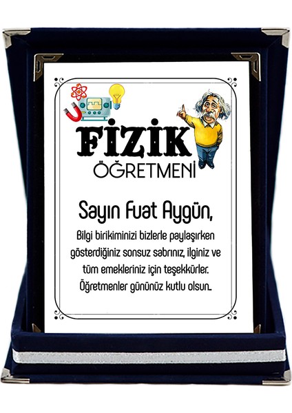 Fizik Öğretmenine Hediye Isim Baskılı Plaket - Öğretmenler Günü Hediyesi