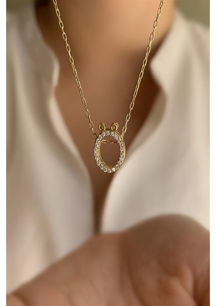 925 Ayar Üç Boyutlu Zirkon Taşlı Ö Harfli Kolye