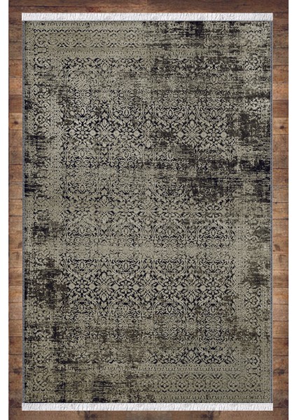 Kırmızı Siyah Retro Desenli Yıkanabilir Kaymaz Salon Halısı Dekoratif Kilim ARM-1138