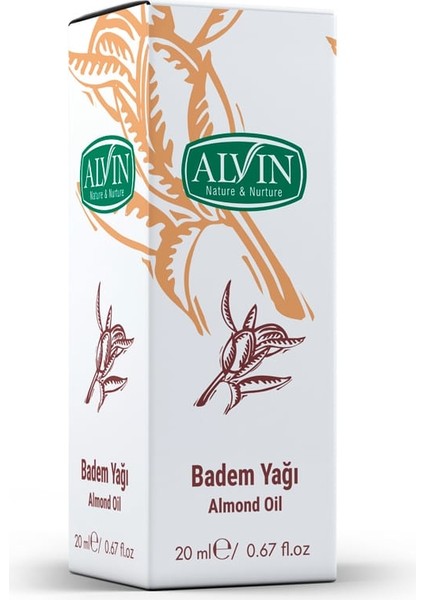 Badem Yağı (Almond Oil), Doğal, 20 ml