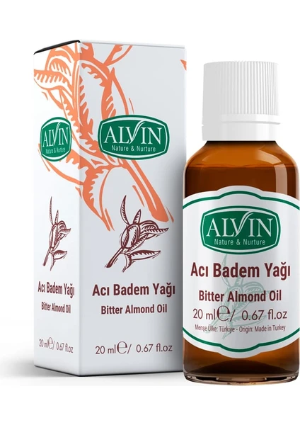 Acı Badem Yağı, Soğuk Sıkım, 20 ml