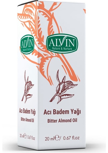 Acı Badem Yağı, Soğuk Sıkım, 20 ml