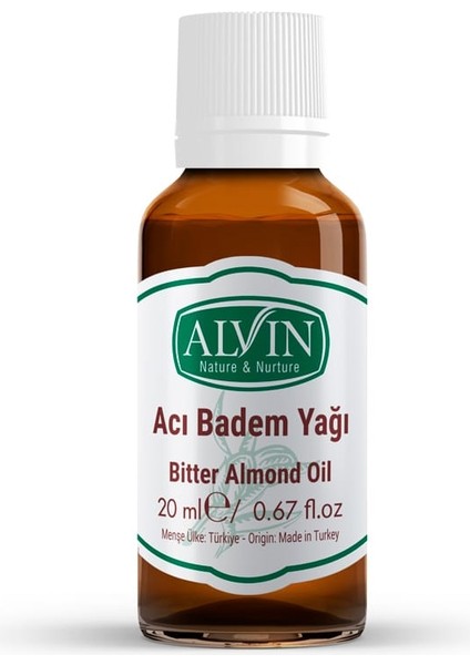 Acı Badem Yağı, Soğuk Sıkım, 20 ml