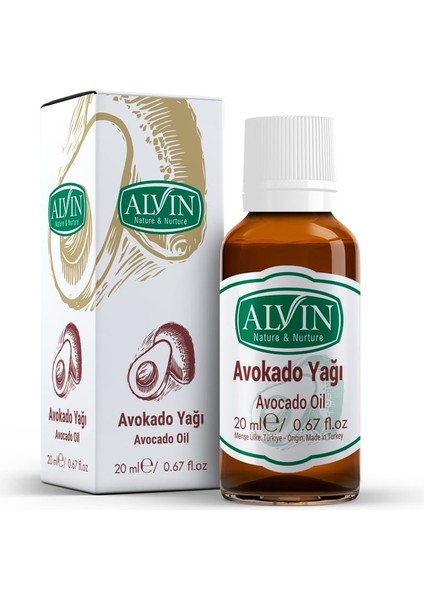 Avokado Yağı, Soğuk Sıkım, Doğal, 20 ml