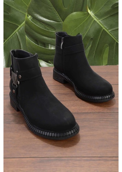 Siyah Nubuk Kadın Bot & Bootie