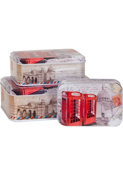 Saklama Kutusu 3 Adet (Metal) (London)
