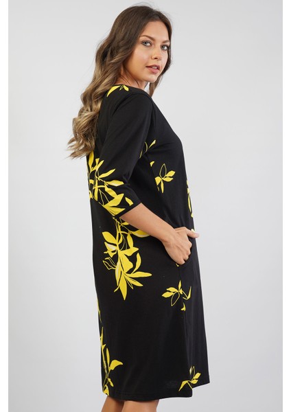 VİENETTA 105295-2690 BAYAN UZUN KOL FERMUARLI SİYAH EV ELBİSESİ modelleri