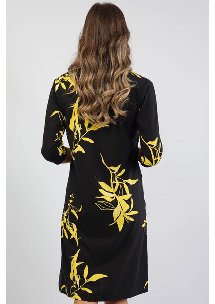 VİENETTA 105295-2690 BAYAN UZUN KOL FERMUARLI SİYAH EV ELBİSESİ fırsatları