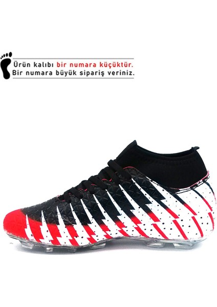 1453 Kırmızı Siyah Çoraplı Krampon Futbol Ayakkabısı fiyatları