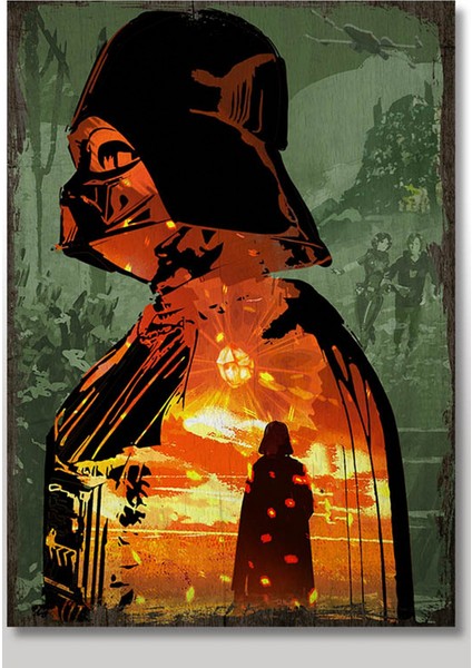 Ahşap Tablo Star Wars Darth Vader Eskitme Hediyelik Mdf Tablo