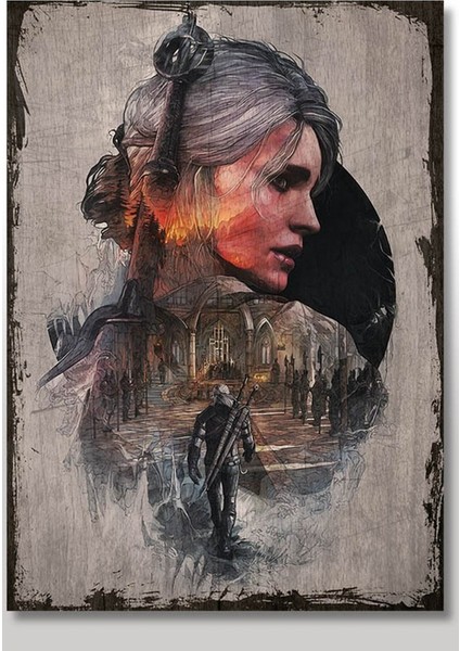 Ahşap Tablo Eski Witcher 3 Steelbook Art Görseli Dekoratif Ahşap Tablo